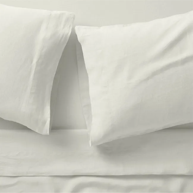 Aire Natural European Linen Pampas Ivory Queen Bed Sheet Set