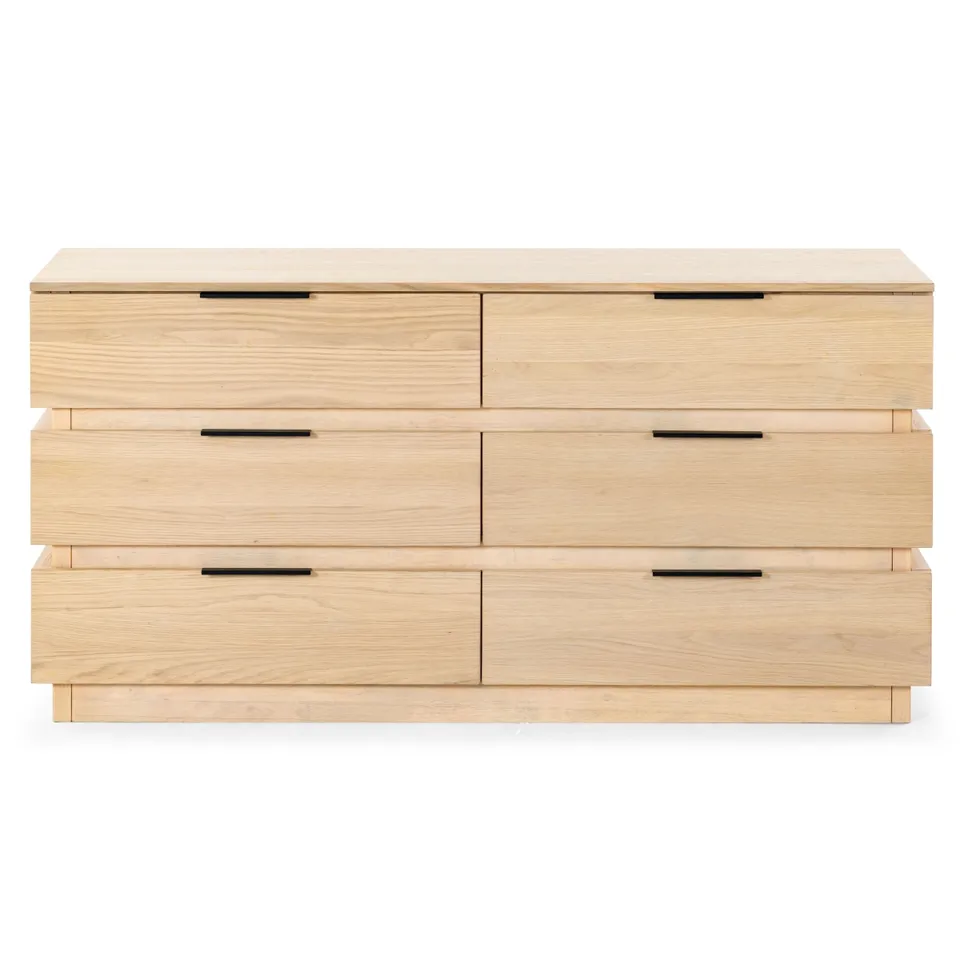 Titus 6 Drawer Stacked Dresser - Oak
