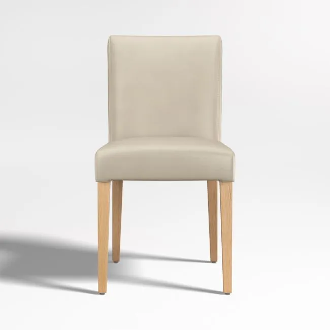 Lowe Bone Leather Dining Chair with Natural Wood Legs