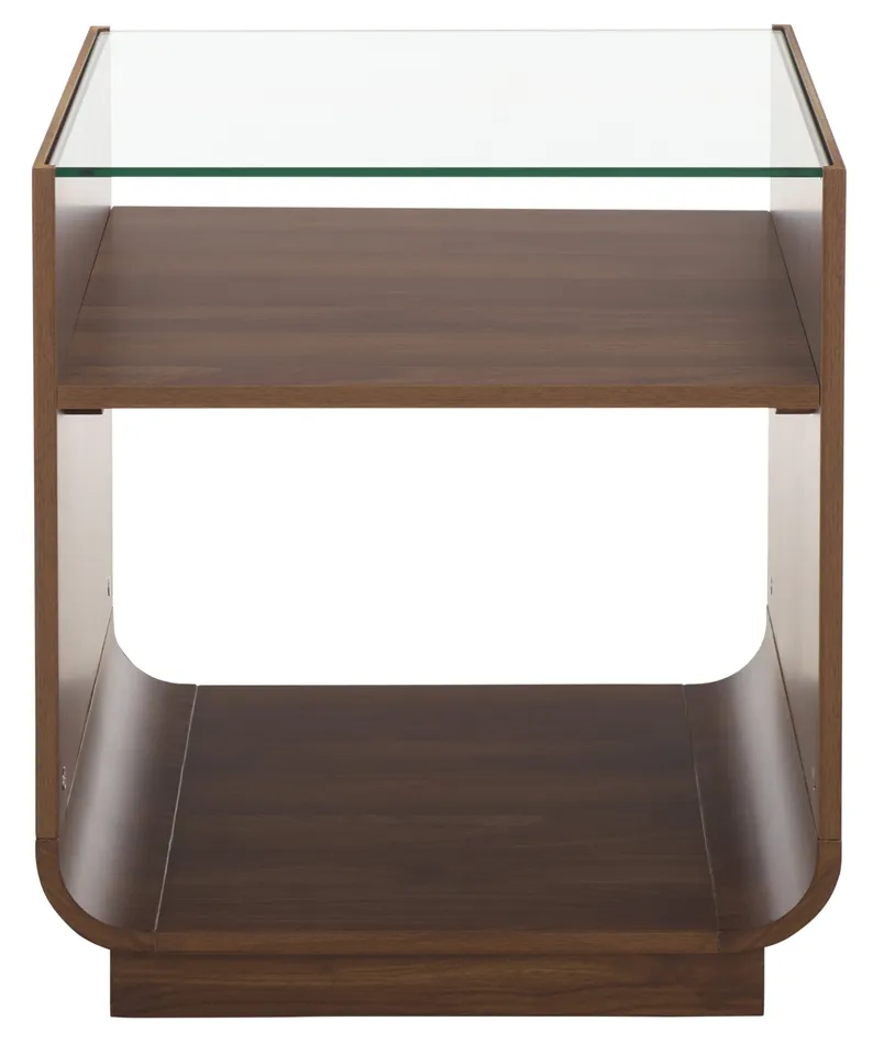 Acres Accent Table - Walnut / Glass