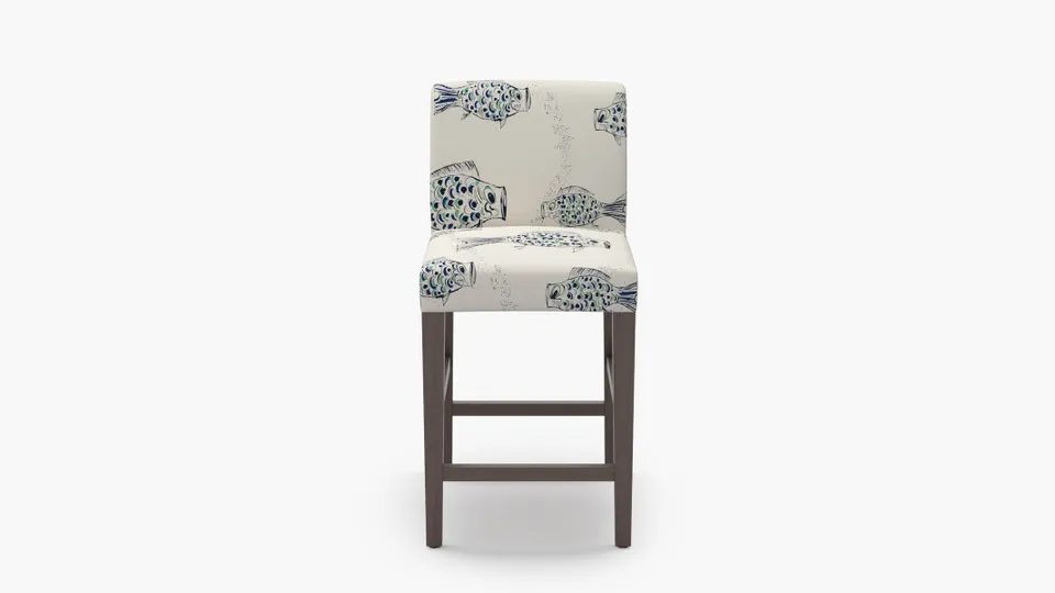 Signature Dining Counter Stool, Canvas Sakana, Espresso Square Tapered Leg