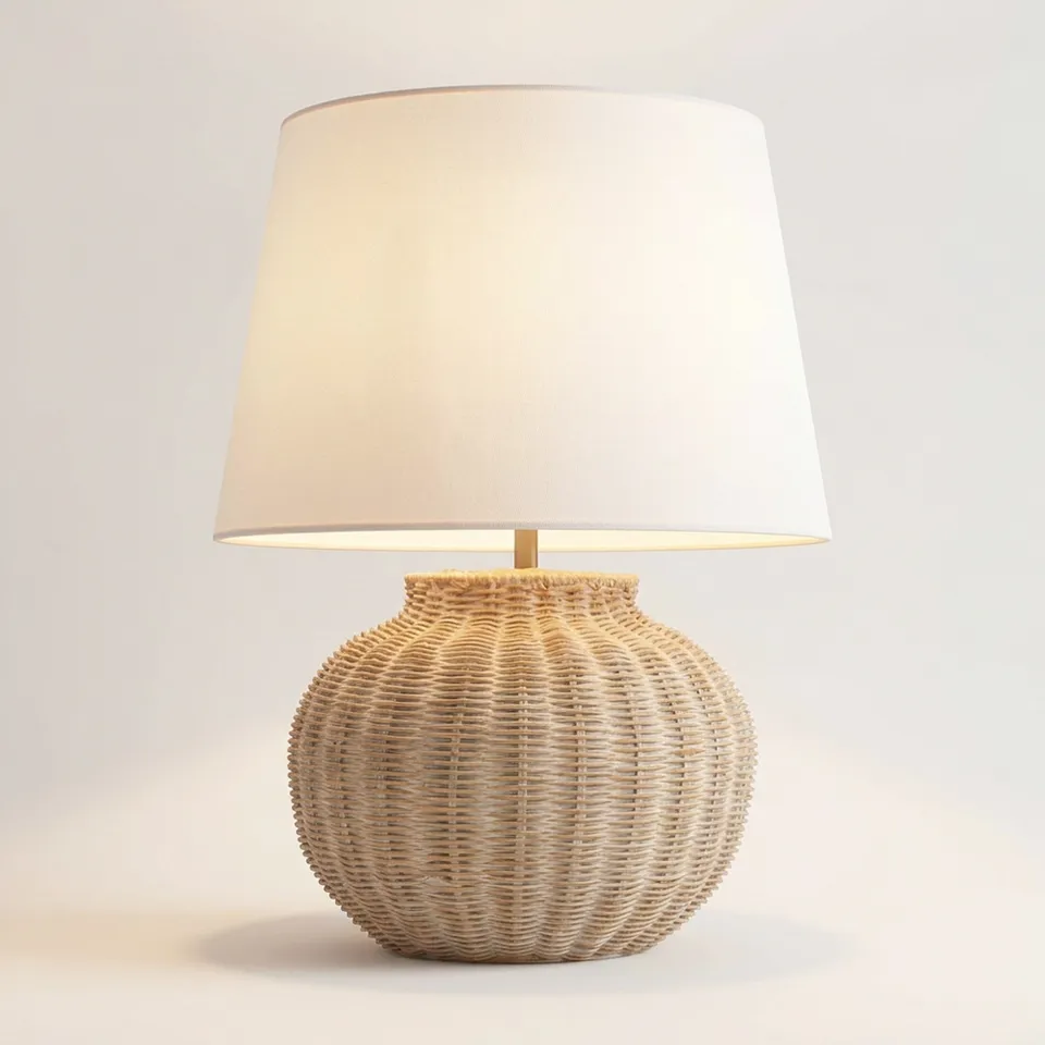 Possini Euro Kai 19" High Natural Rattan Pot Design Accent Table Lamp