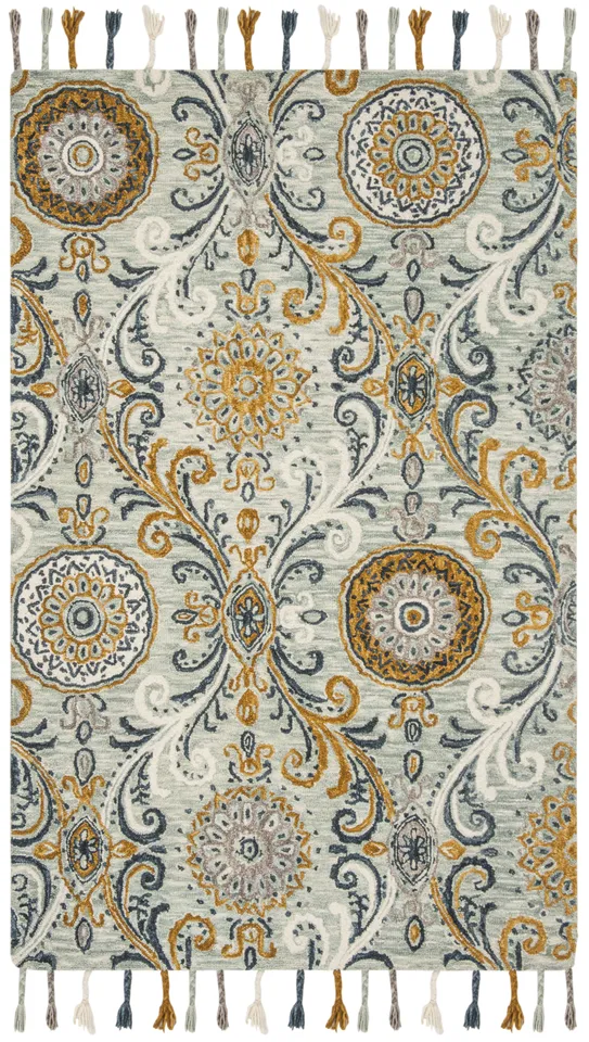 Arlo Home Hand Hooked Area Rug, SZN209A, Light Green/Ivory,  5' X 8'