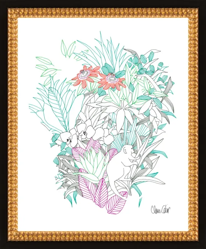 Passionflowers, orchids and the squirrel monkey  by Claire Colin for Artfully Walls