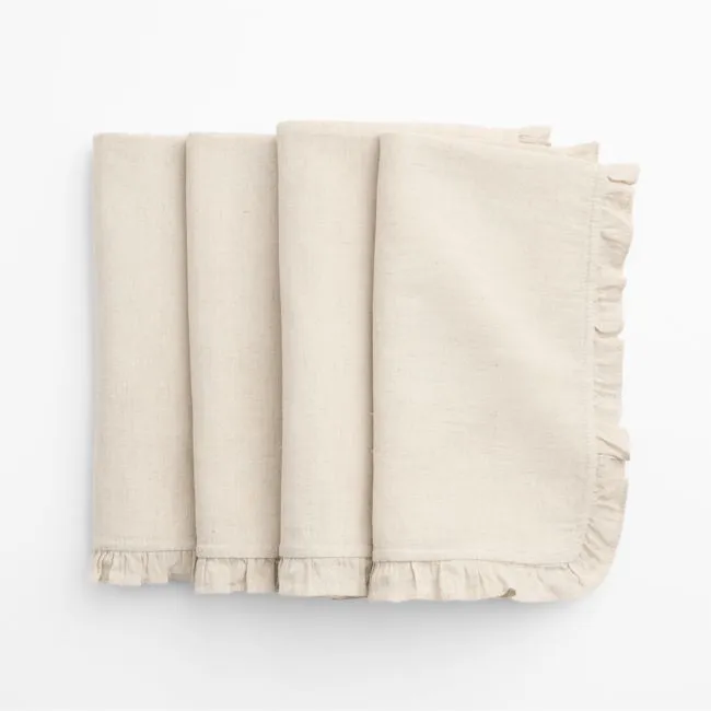 Ruffle Natural Cotton Linen Blend, Set of 4