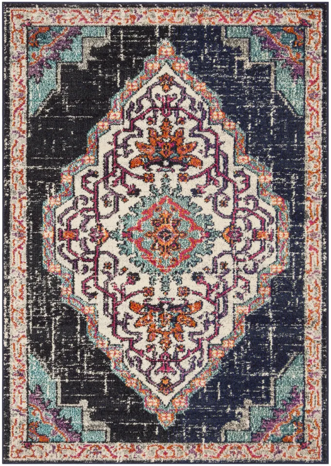 Arlo Home Woven Area Rug, MNC254Z, Black/Blue,  4' X 5' 7"