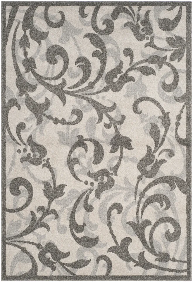 Arlo Home Indoor/Outdoor Woven Area Rug, AMT428K, Ivory/Grey,  6' X 9'