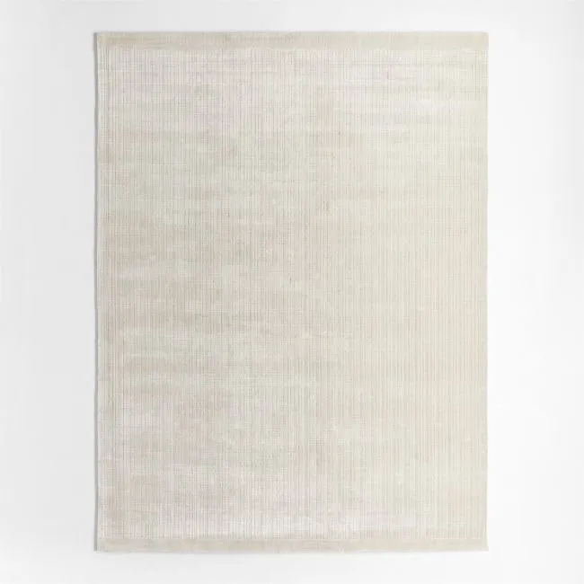 Solid Grid Ivory Kids Performance Area Rug 5'x8'