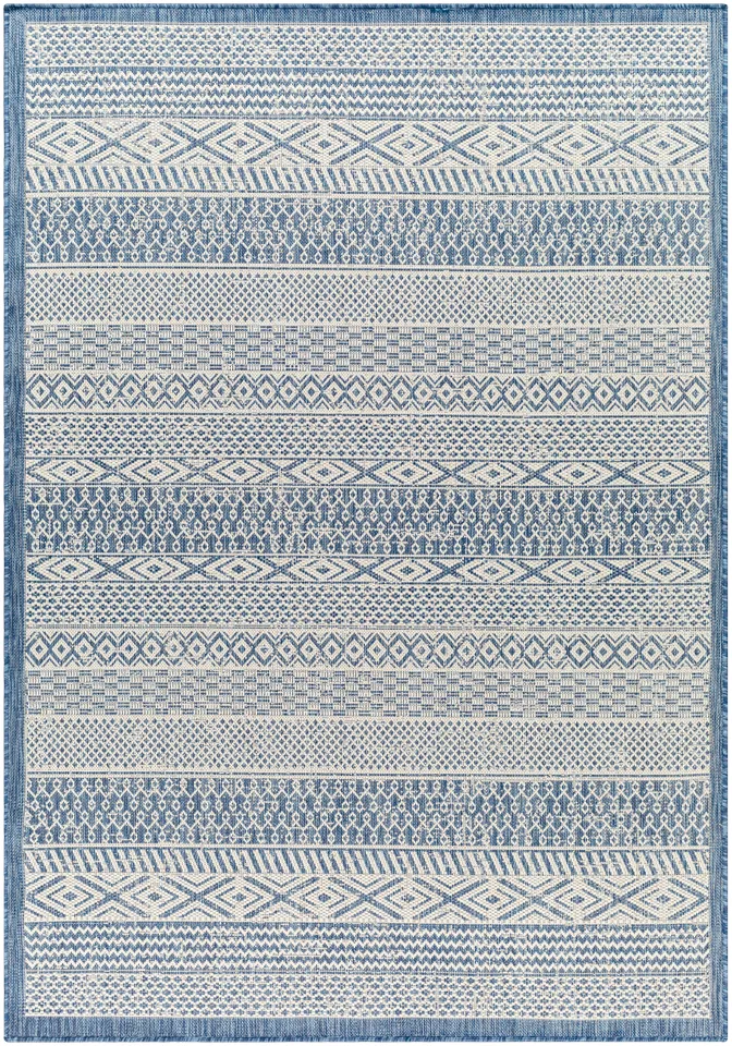 Ravello Blue Outdoor 5'3" x 7' Machine Woven Rug