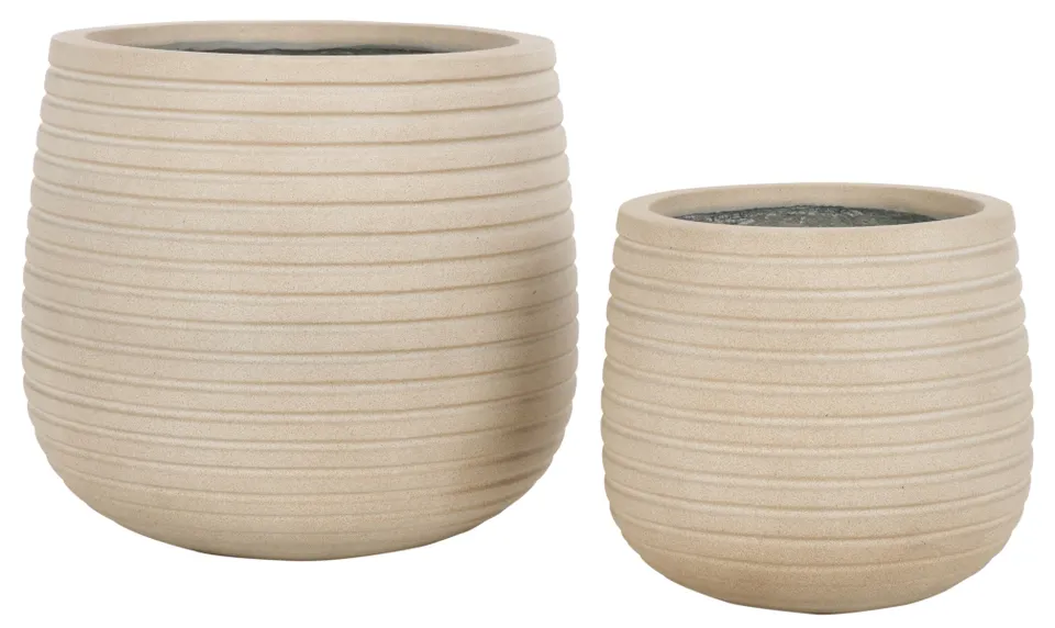 Jasper Planter Pot, Set Of 2 - Beige