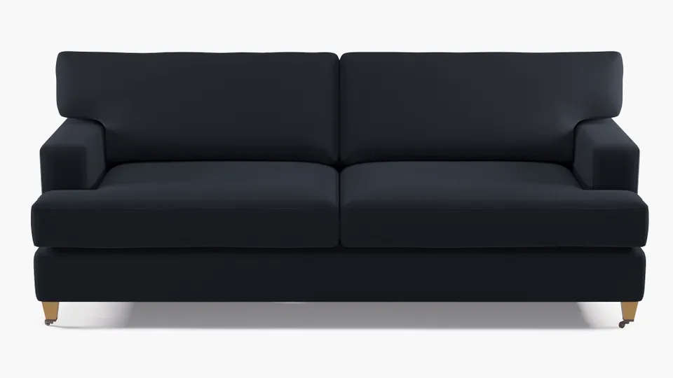 Classic Sofa, Navy Everyday Linen, Natural with Antique Brass Caster