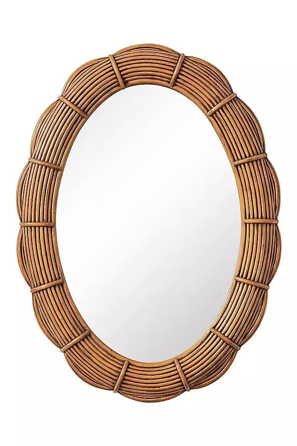 Clara Bundled Rattan Oval Mirror