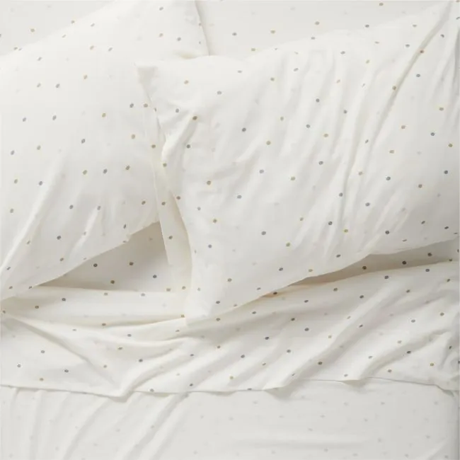 Comfy Tee Cool Multicolor Polka Dot Organic Cotton Jersey Kids Queen Sheet Set