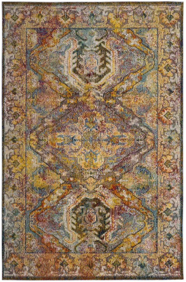 Arlo Home Woven Area Rug, CRS516A, Light Blue/Orange,  6' 7" X 9' 2"