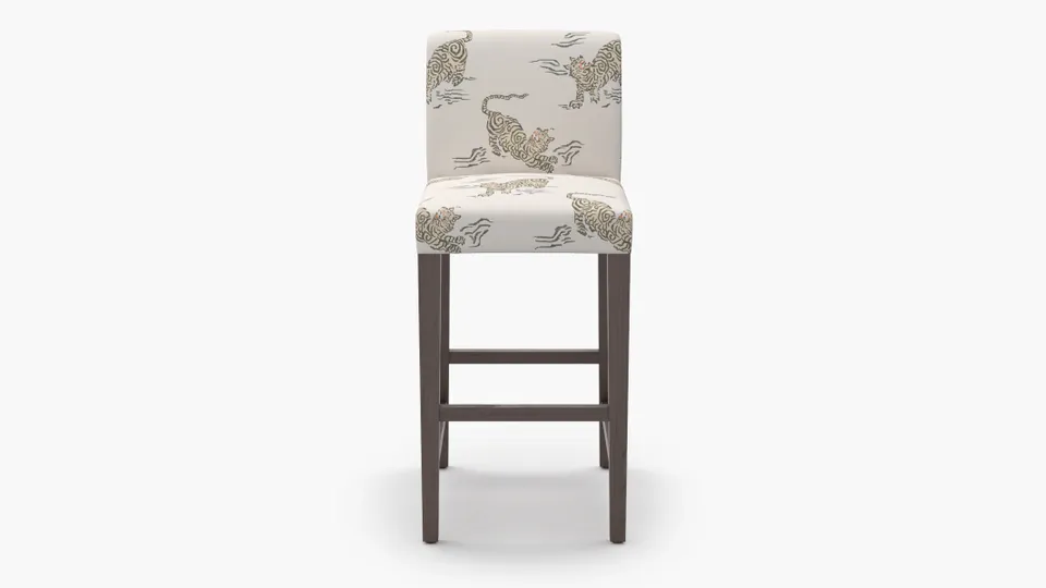 Signature Dining Bar Stool, Canvas Tigresse, Espresso Square Tapered Leg