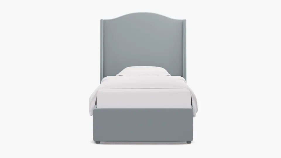 Curved Wingback Bed, Sterling Performance Velvet, Twin