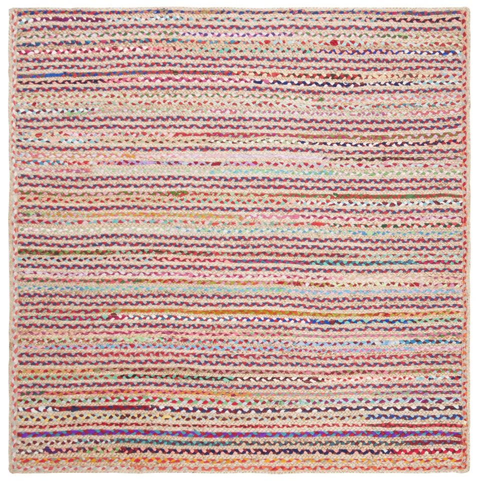 Arlo Home Hand Woven Area Rug, CAP251A, Natural/Multi,  6' X 6' Square