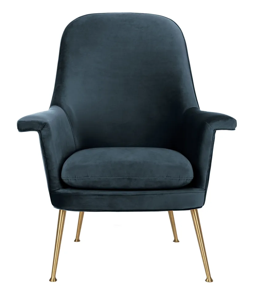 Aimee Velvet Arm Chair - Navy - Safavieh