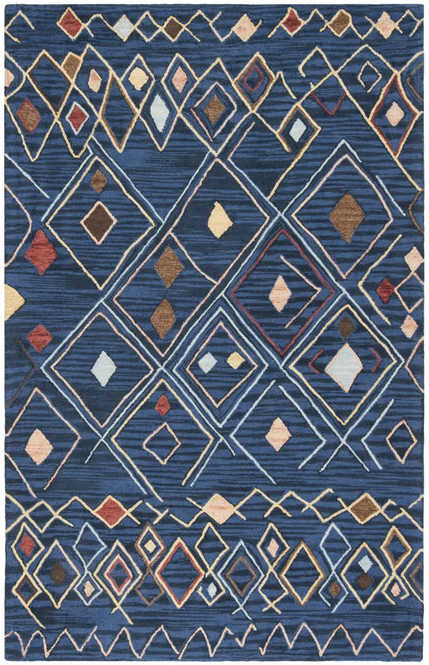 Arlo Home Hand Hooked Area Rug, SZN316A, Blue/Multi,  5' X 8'