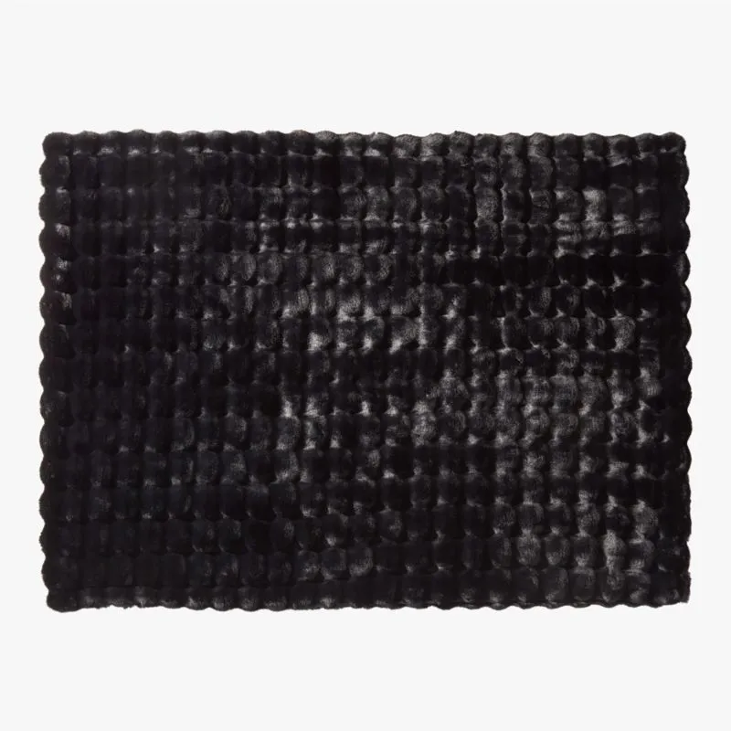 Farleigh Double-Sided Black Faux Fur Throw Blanket 50"x70"