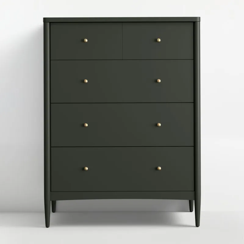 Hampshire 36" Olive Green Wood Tall 5-Drawer Kids Dresser