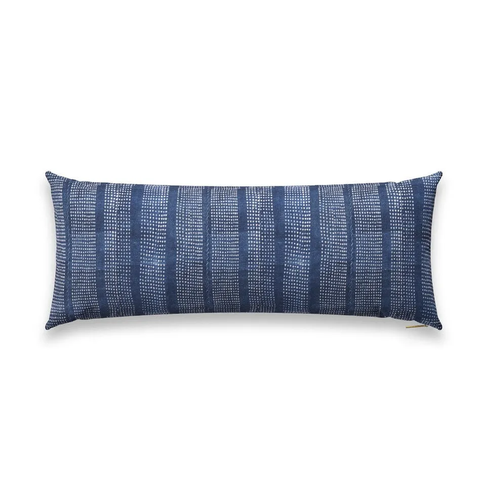 Speckled Indigo Pillow by St. Frank | Blue | 40" W x 15" H | Linen