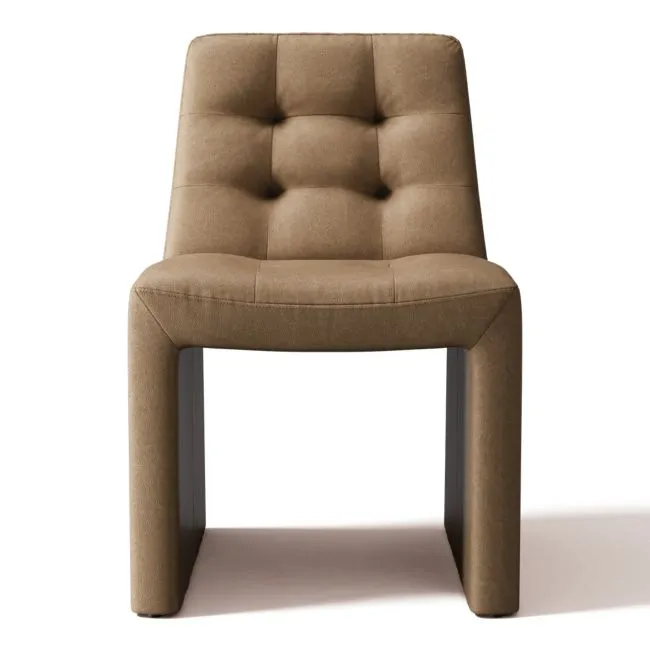 Hank Tufted Bello Grey Leather Dining Chair