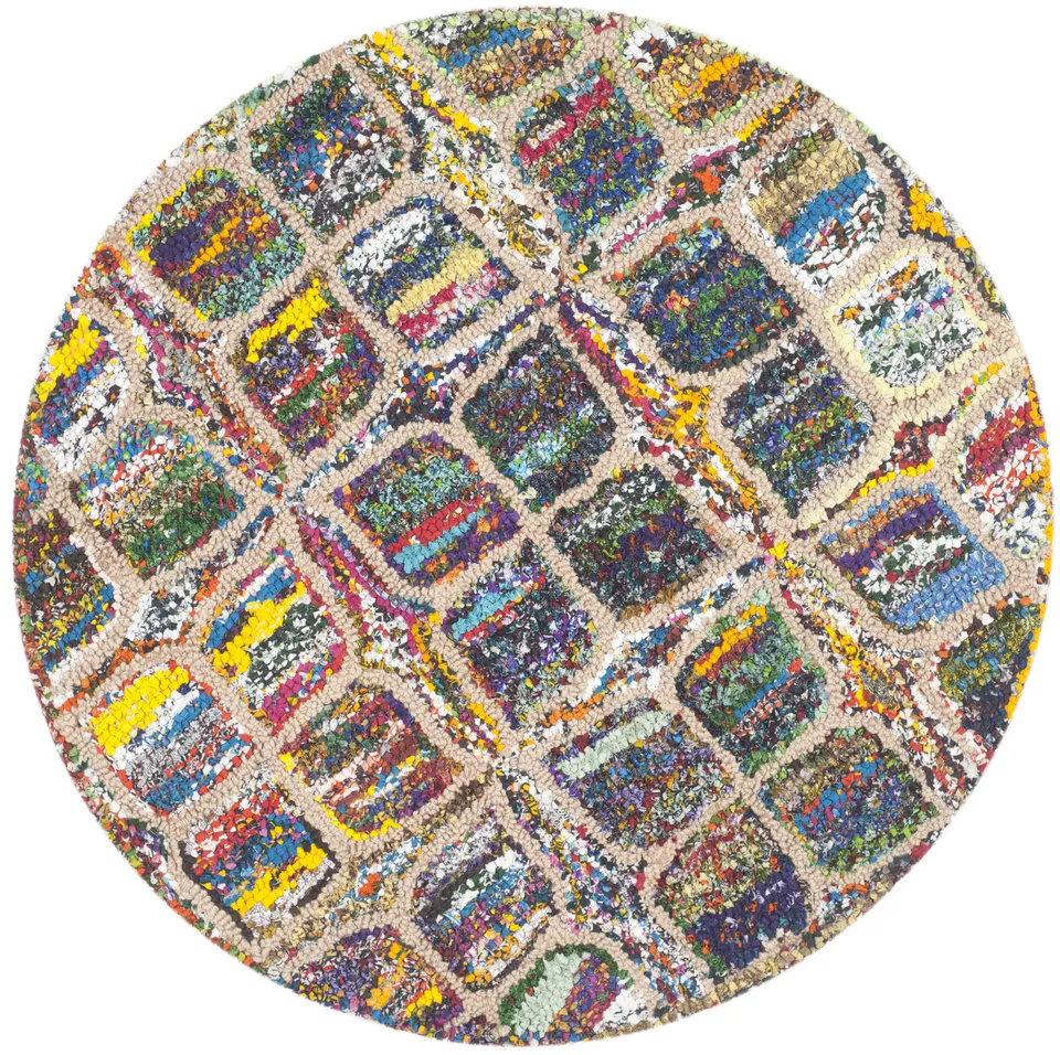 Arlo Home Hand Tufted Area Rug, NAN438A, Multi,  4' X 4' Round