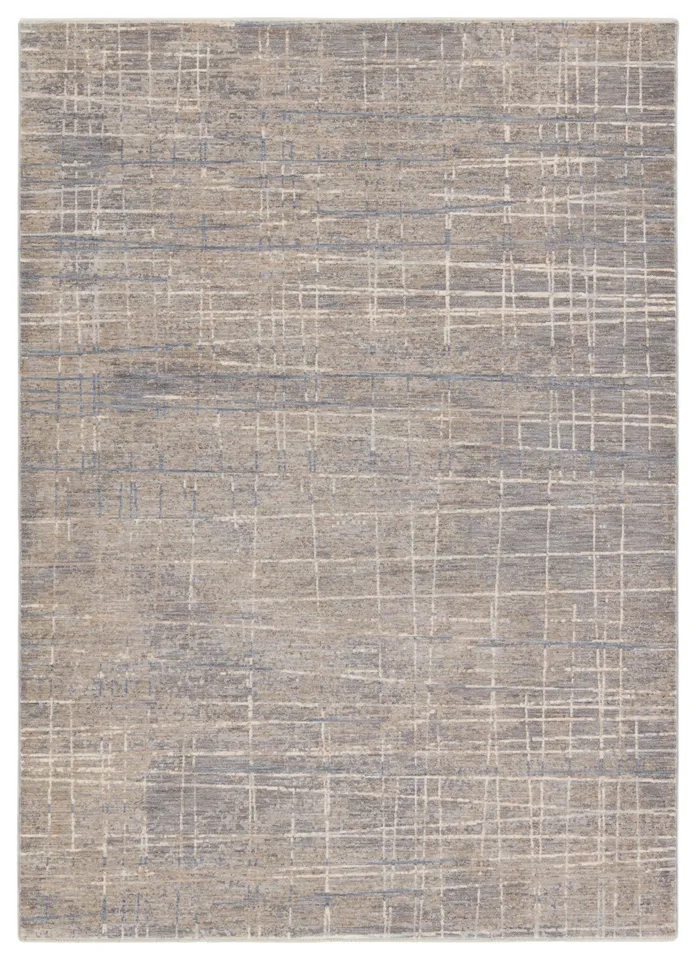 Pinon Striped Silver/ Taupe Area Rug (5'X8')
