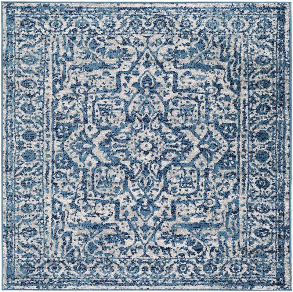 Monte Carlo Blue Indoor 5'3" x 5'3" Machine Woven Rug