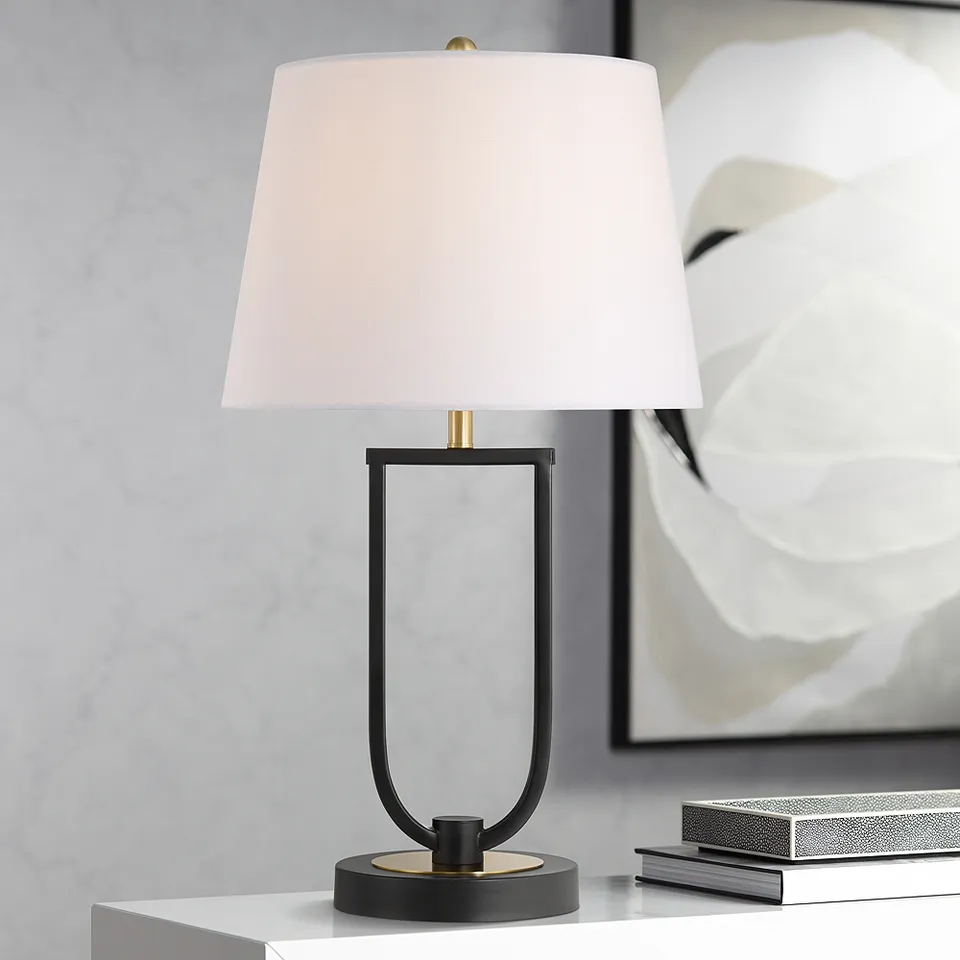Pellana 24 3/4" High Black and Brass USB Table Lamp