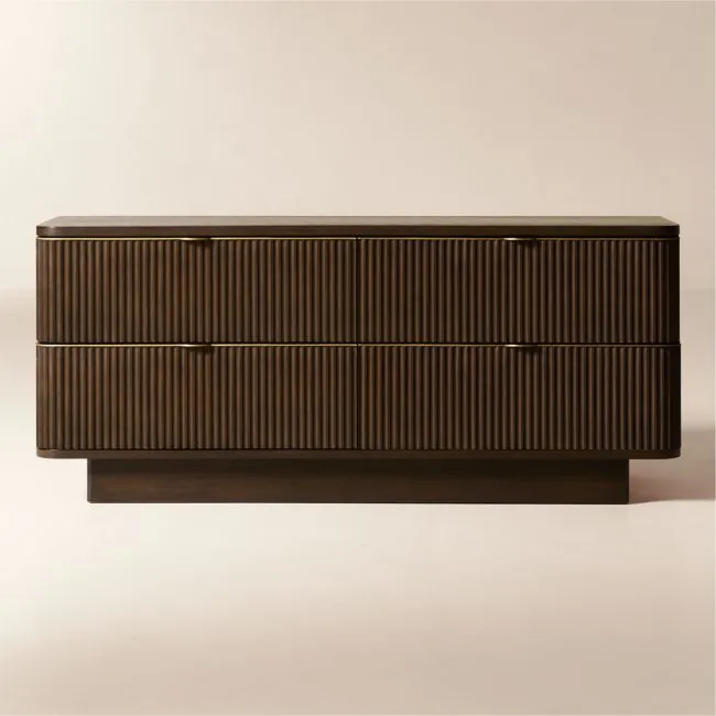 Davison 69" Fluted Dark Oak 4-Drawer Dresser