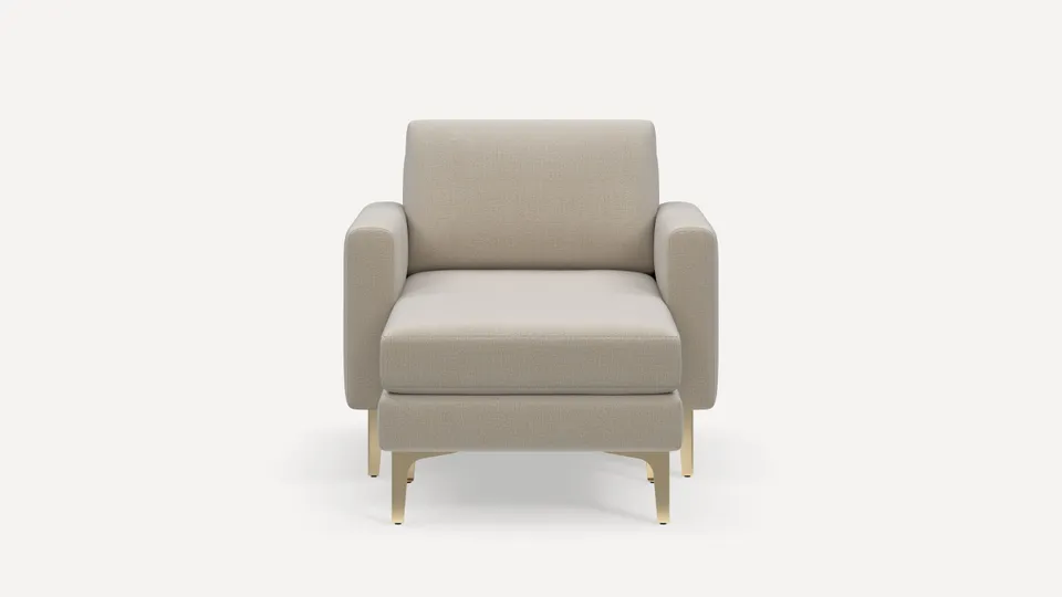 Nomad Armchair with Chaise - Georgia Clay - Performance Chenille / Brass - Metal / Block