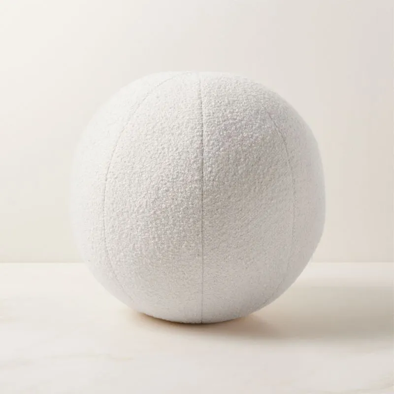 Silves White Performance Boucle Sphere Outdoor Throw Pillow 12"