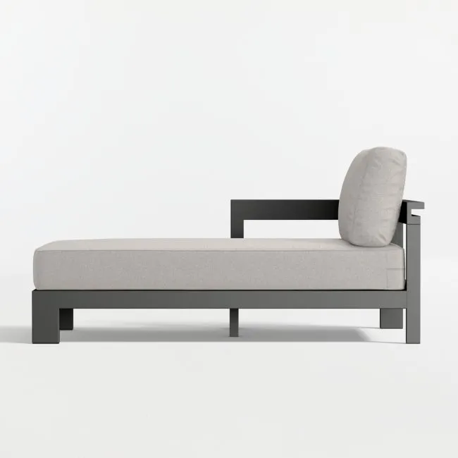 Walker Left-Arm Metal Outdoor Chaise with Cast Ash Sunbrella ® Cushions
