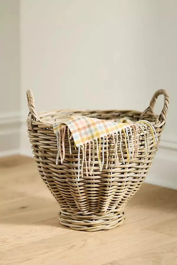 Woven Rattan Footed Storage Basket