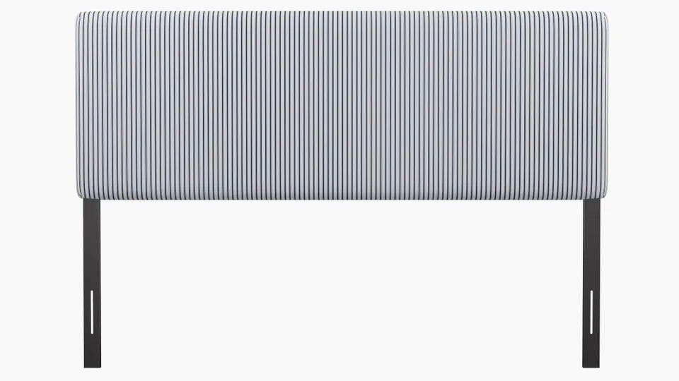 Square Back Headboard, Navy Classic Ticking Stripe, King