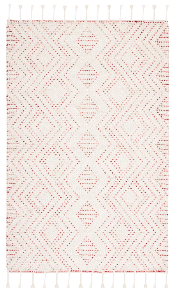 Safavieh Couture Natura Collection Hand Loomed Area Rug, Ivory / Red, 5' x 8'