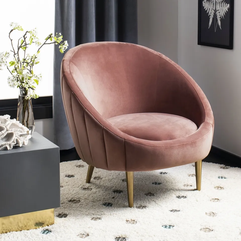 Razia Channel Tufted Tub Chair - Dusty Rose - Arlo Home