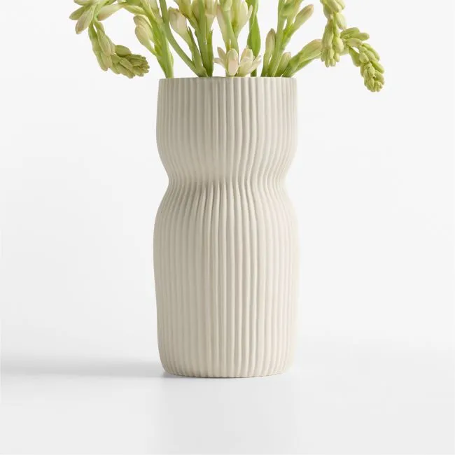 Curvy Ribbed Ceramic Vase 9" by Cym Warkov