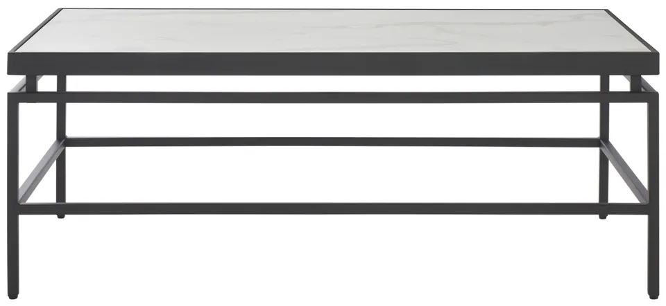 Acelin Coffee Table - White Faux Marble / Black