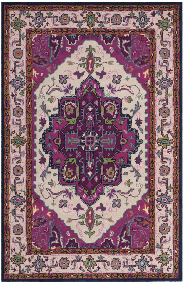 Arlo Home Hand Tufted Area Rug, BLG541A, Ivory/Pink,  3' X 5'
