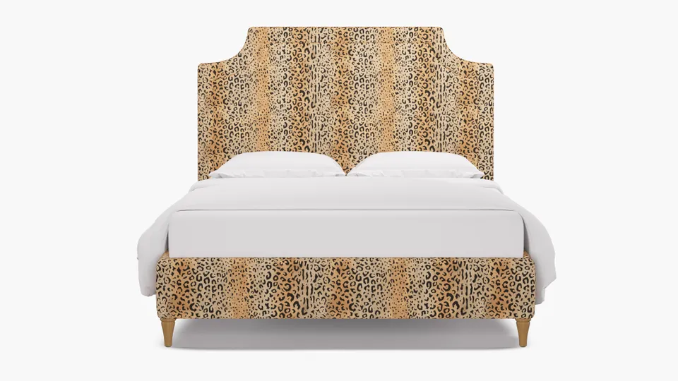 Deco Bed, Leopard, Natural Decorative Tapered Leg, King
