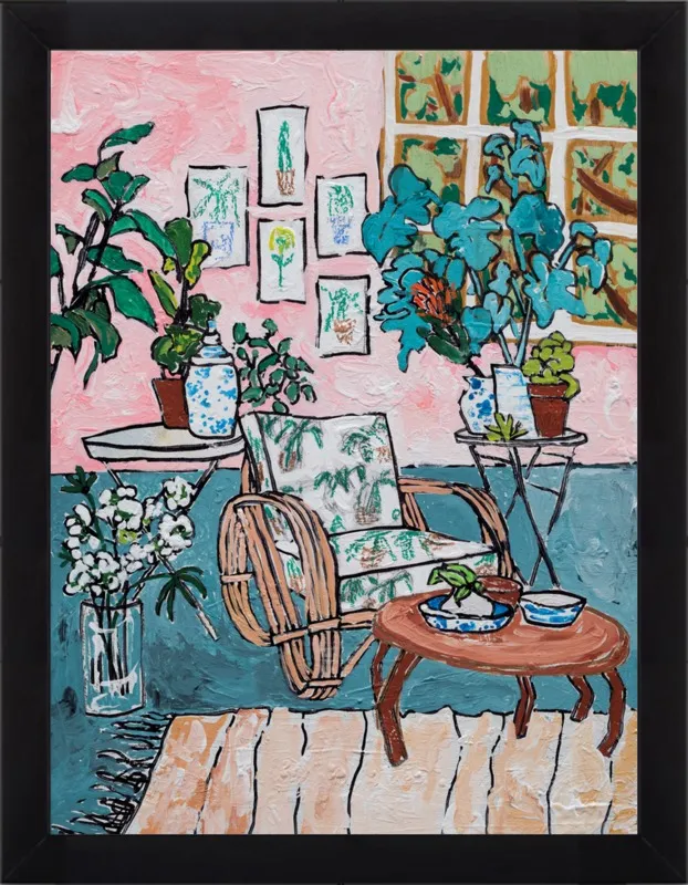 Cane Chair in Tropical Interior by Lara Lee Meintjes for Artfully Walls