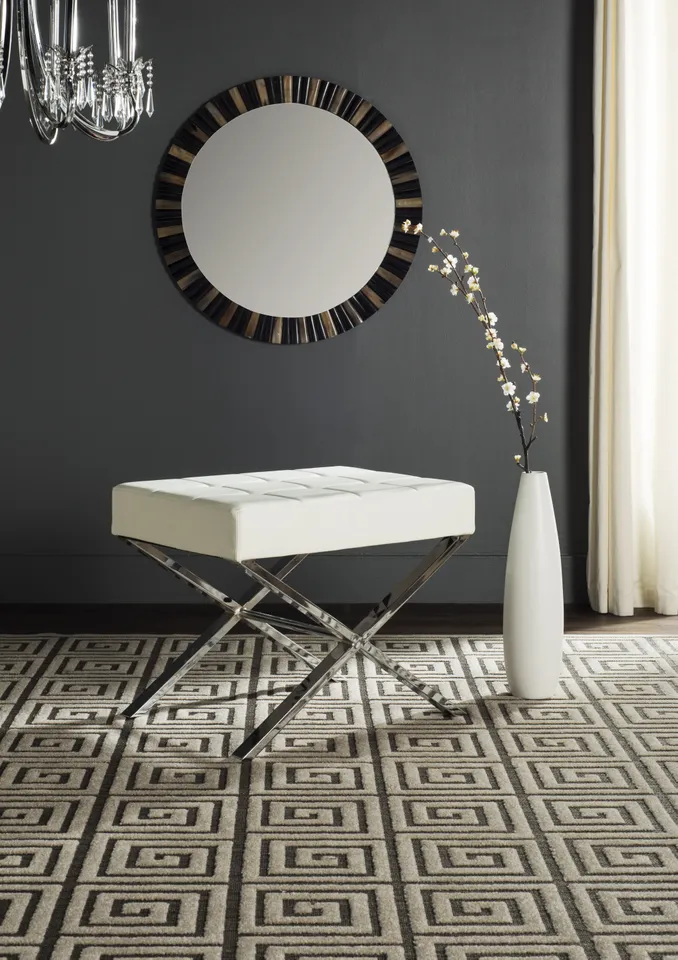 Sienna Ottoman - White/Chrome