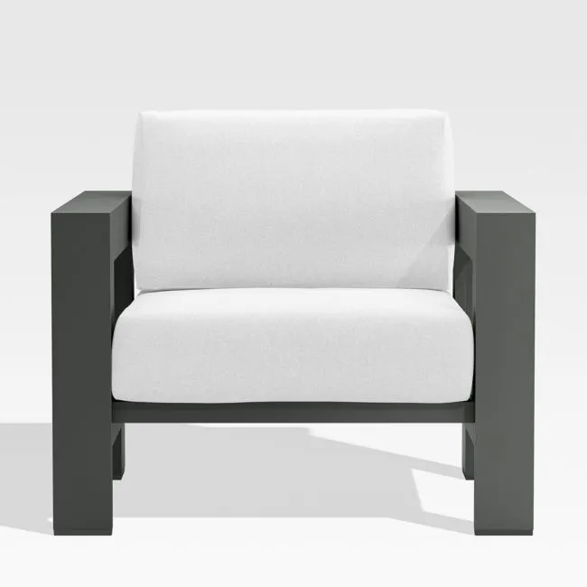 Walker Metal Outdoor Lounge Chair with Canvas White Sunbrella ® Cushions