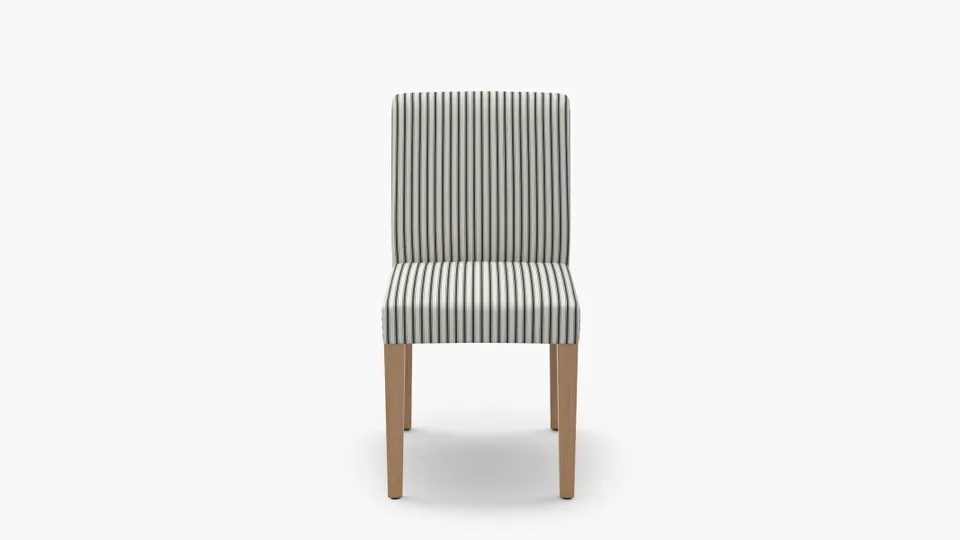 Signature Dining Chair, Black Classic Ticking Stripe, Natural Square Tapered Leg