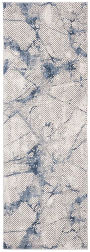 Arlo Home Woven Area Rug, MDW180N, Navy/Ivory,  2' 7" X 8'