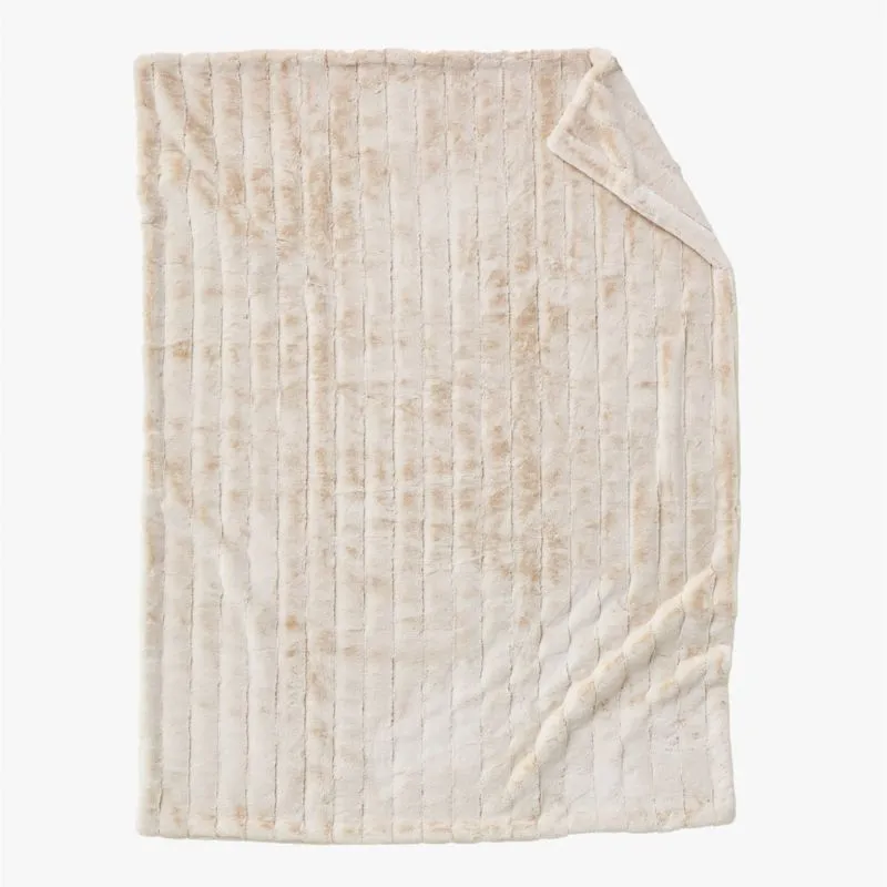 Channel Double-Sided Off-White Faux Fur Throw Blanket 60"x80"