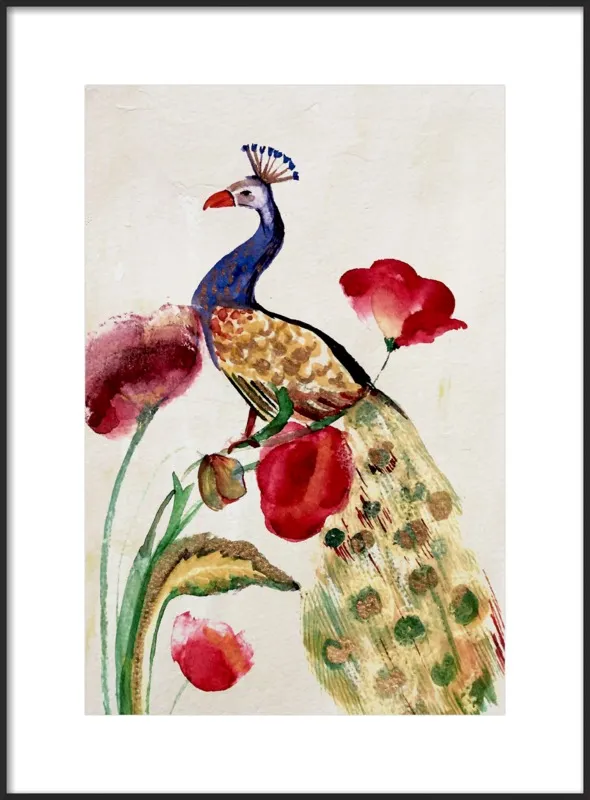 blue gold peacock by Ruti Shaashua for Artfully Walls